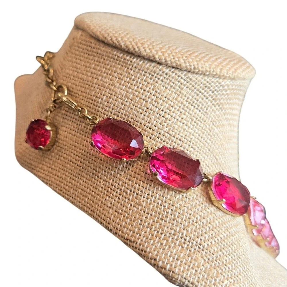 Roxanne Assoulin‎ Statement Necklace Gemstone Crystal Pink Ombre Gold Cocktail